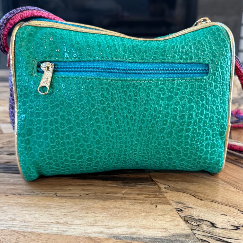 VTG 80s NAS Bag Alention Ld Patchwork Crossbody Exotic Reptile Tassel Maximalist - Picture 11 of 16